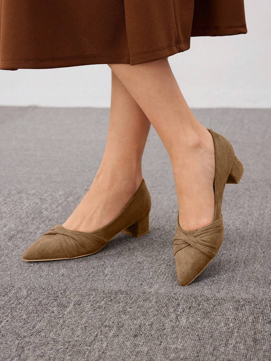 CUCCOO CHICEST Giày Nữ Mũi Nhọn Chun Gót Đa Năng Màu Nâu Thanh Lịch Giả Da Lộn Tòa Bơm Kỳ Nghỉ Giày Giảm Giá Mùa Hè - Lạc đà - Xem 1