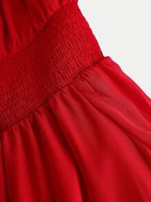 SHEIN Girlism Vestido largo de gasa con volantes y tirantes para niña adolescente, elegante y de color liso