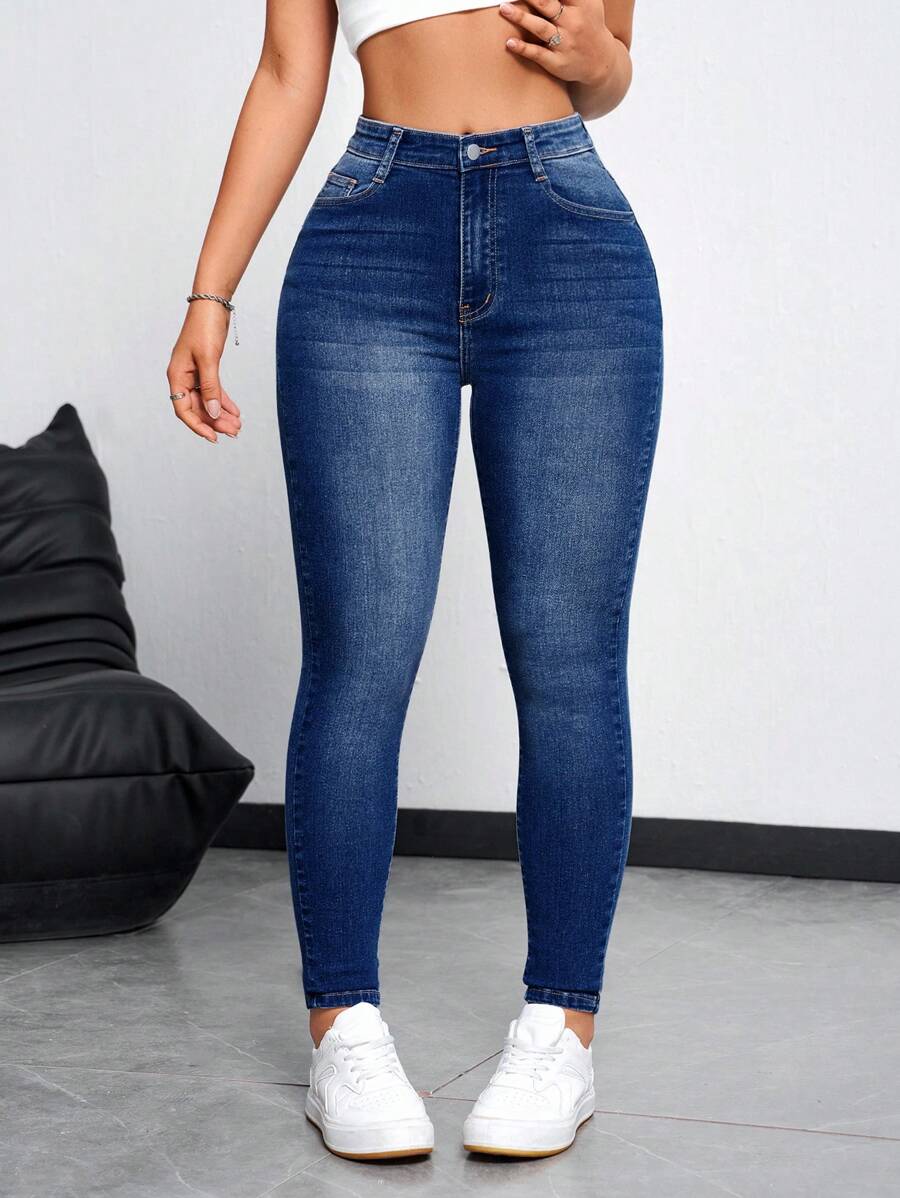 SHEIN Essnce 女士日常简约紧身牛仔裤