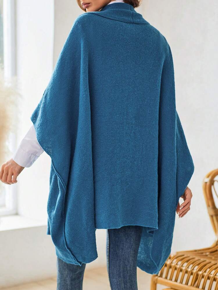 Women Spring And Autumn Casual Solid Color Batwing Sleeve Cardigan With Pockets