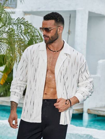 ResortEase Men's Plus Size Long Sleeve  Collar Shirt