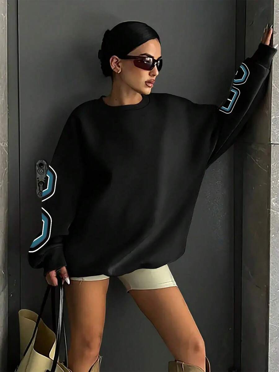 INAWLY Women's Letter Printed Drop Shoulder Sweatshirt Graduation,Back To School Outfits,Graduation,Teacher Outfits For Women,Back To School Pullover Fall Outfit