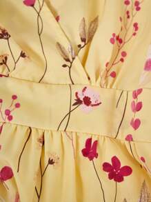 SHEIN Clasi Robe maxi d'été décontractée à manches bouffantes et imprimé floral pour femmes