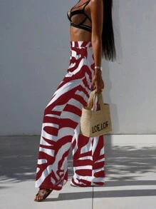 INAWLY 女士高腰几何印花阔腿宽松休闲裤 - 彩色 - 查看 2