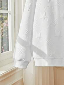 Manfinity Homme البلوزة الرياضية للرجال بطبعة نجمة خماسية الأضلاع مبرزة ، لون سادة للربيع والخريف