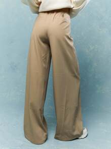 MISSGUIDED Quần cạp cao ống rộng được thiết kế riêng - Màu Khaki - Xem 2