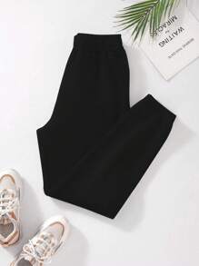 INAWLY Quần thể thao họa tiết da báo đen Y2K, quần thể thao mềm mại và ấm áp - màu đen - Xem 2