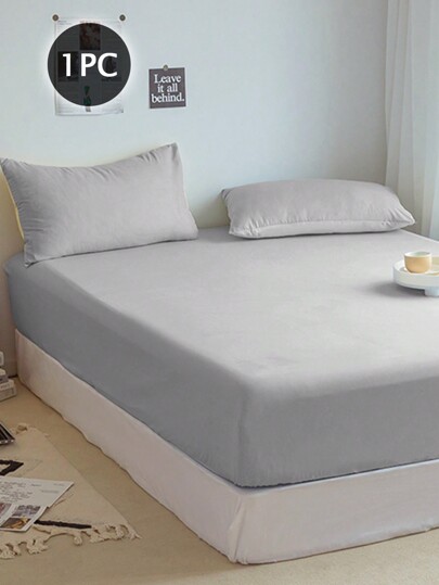 1pc Solid Color Fitted Sheet,Mattress Protector,Mattress Cover For Bed, Deep Pocket Fitted Sheet, Soft And Breathable, For All Size Bed