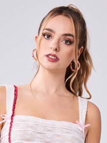 Twin Melody X SHEIN Aretes envolventes exagerados de alta gama y retorcidos tejidos de moda europea y americana para mujeres, aros C chic y versátiles