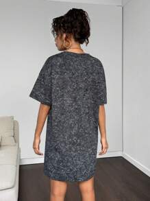 SHEIN Teenager Mädchen Gestricktes zerrissenes Cut Out lässiges Kurzarm-Kleid mit lockerer Passform