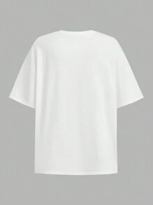 SHEIN Girlism 少女超大黑白星星印花 T 恤和工装口袋裤套装 - 黑與白 - 查看 10