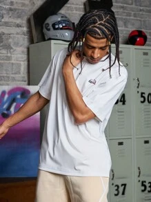 Gym Rark Boyfriend Style Men's Crew Neck Short Sleeve Solid Color Casual Comfortable Sports T-Shirt School - White - View 6