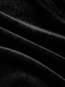 SHEIN MOD Damen Spitze Patchwork Schleife Glockenförmige Hose, Schwarze Hosenanzughose, Kleidung