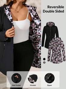 SHEIN Clasi 大码女式纯色简约休闲夹克