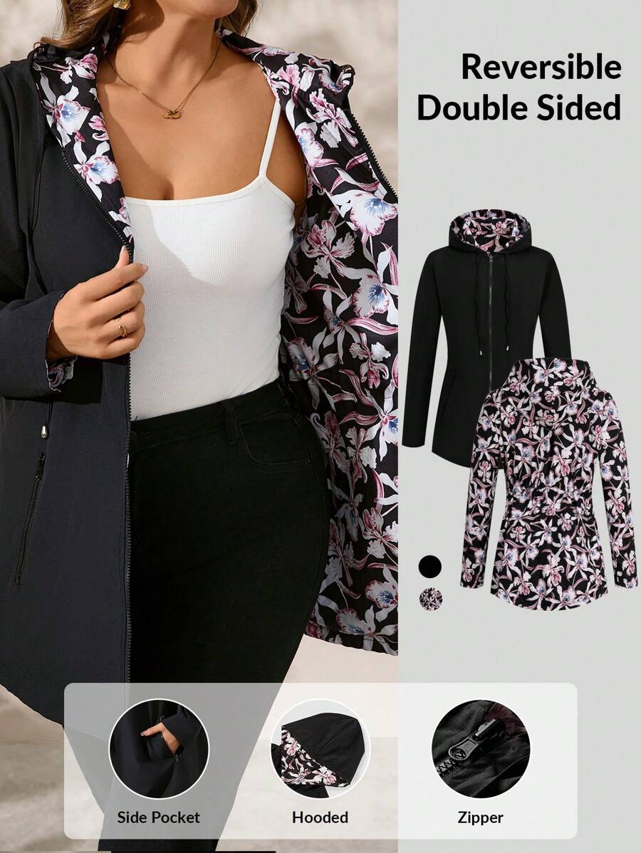 SHEIN Clasi 大码女式纯色简约休闲夹克