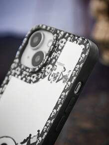 Corpse Bride | ROMWE Funda de teléfono regular personalizada con estampado de calavera - Plateado - Ver 5