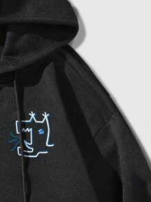 Manfinity Roghcode Loose Men's Star & Letter Graphic Zip-Up Drawstring Thermal Lined Hoodie (No T-Shirt) - Black - View 6