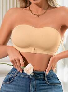 1pc Front-Closure Cleavage Enhancing Wireless Bra For Women