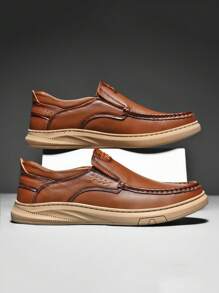 大地色系坡跟厚底凉鞋 学院风运动鞋 独特乐福鞋系列 复古休闲简约英式运动商务优雅户外徒步远足派对度假 - 棕色 - 查看 4