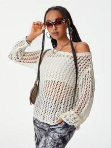 SHEIN EZwear Suéteres casuales con diseño hueco para mujer, vuelta al colegio, ropa urbana