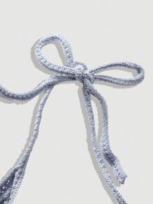 SHEIN MOD Áo cổ lọ thắt dây eo thanh lịch Lễ hội âm nhạc nữ Áo dệt kim - Màu xanh lam - Xem 3