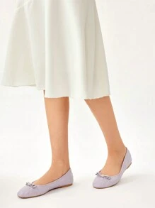 CUCCOO CHICEST Women's Comfortable Round Toe Flat Shoes With Bowknot Decoration Halloween - Dusty Purple - View 8