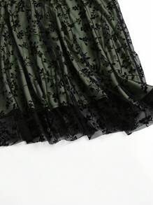 EARO 女士优雅通勤植绒网眼裙