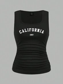 SHEIN LUNE 3pcs/Set Women's Casual Milano English Graphic Summer Tank Tops - Multicolor - View 4