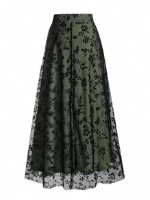 EARO 女士优雅通勤植绒网眼裙