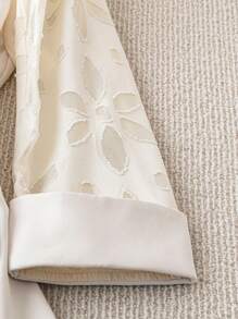 SHEIN Unity Plus Contrast Mesh Lapel Neck Blazer - Apricot - View 6