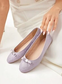 CUCCOO CHICEST Women's Comfortable Round Toe Flat Shoes With Bowknot Decoration Halloween - Dusty Purple - View 6