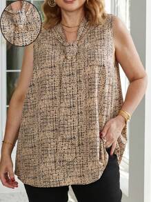 EMERY ROSE 大码女式扎染领设计无袖休闲衬衫，夏季 - 彩色 - 查看 2