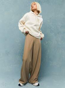MISSGUIDED Quần cạp cao ống rộng được thiết kế riêng - Màu Khaki - Xem 4