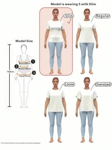 SHEIN EZwear Áo thun nữ cổ tròn màu trơn màu trơn phía trước đơn giản - xanh quân đội - Xem 5