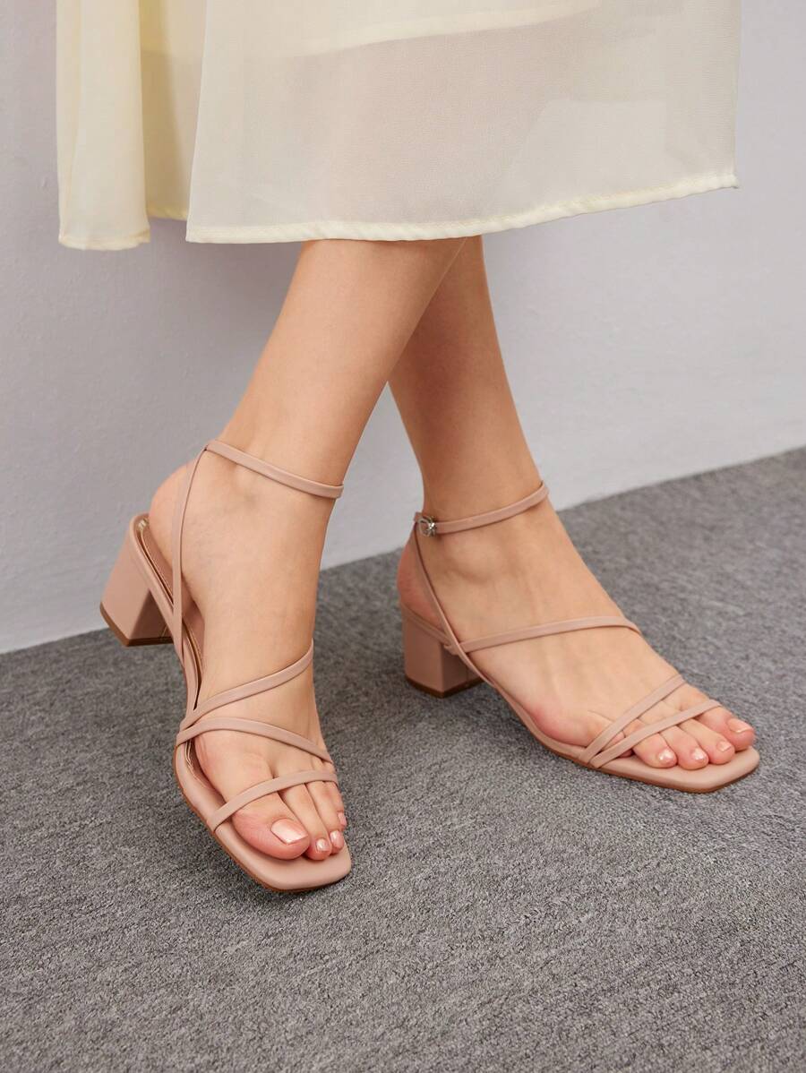 CUCCOO BIZCHIC 女士简约粗跟踝带凉鞋，优雅夏季高跟凉鞋，适合夏季毕业高跟鞋舞会高跟鞋度假鞋夏季促销返校鞋大学生鞋优雅基础款商务休闲商务时尚圣诞节秋季新年假期