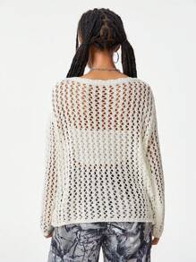 SHEIN EZwear Suéteres casuales con diseño hueco para mujer, vuelta al colegio, ropa urbana