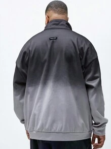 Manfinity VCAY Plus Size Men's Casual Knit Loose Dropped Shoulder Stand Collar Half-Zip Long Sleeve Sweatshirt, Suitable For Autumn & Winter - Multicolor - View 3