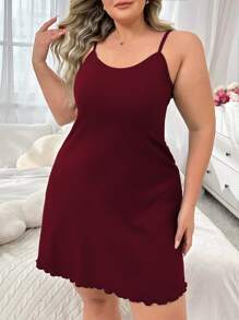 SHEIN 大码女式露背蝴蝶刺绣睡袍 - 酒紅色 - 查看 6