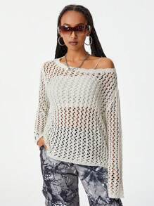 SHEIN EZwear Suéteres casuales con diseño hueco para mujer, vuelta al colegio, ropa urbana