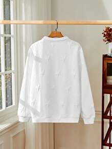 Manfinity Homme البلوزة الرياضية للرجال بطبعة نجمة خماسية الأضلاع مبرزة ، لون سادة للربيع والخريف