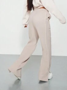 SUMWON WOMEN Flare Fit Side Split Sweatpants - Apricot - View 2