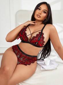 2pcs Plus Size Sexy Lace Lingerie Set