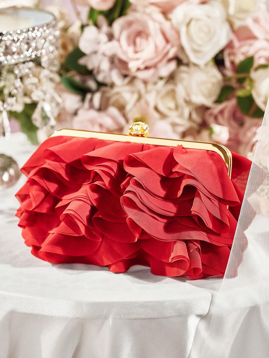 SHEIN Belle 奢华、迷人、优雅、花朵女士手拿包、女士晚装包、适合女孩、女士、女士、大学生、适合新娘、伴娘、婚礼宾客、蜜月、适合派对、舞会、婚礼、俱乐部、约会、晚会、约会之夜、万圣节