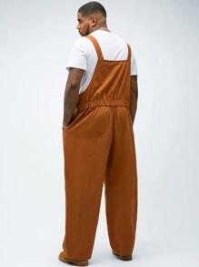 Manfinity VCAY Plus Size Men's Woven Bib & Brace Overalls Pants, Suitable For Fall & Winter