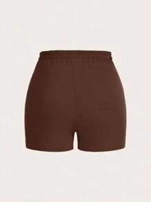 Slaydiva Women's Summer U-Neck Cropped Tank Top And Drawstring Pocket Shorts Set Outfits - Brown - View 9