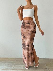 Rafferiza 女士印花休闲长裙（秋季款） - 杏色 - 查看 4