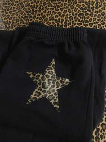 INAWLY Quần thể thao họa tiết da báo đen Y2K, quần thể thao mềm mại và ấm áp - màu đen - Xem 3