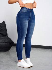 SHEIN Essnce 女士日常简约紧身牛仔裤