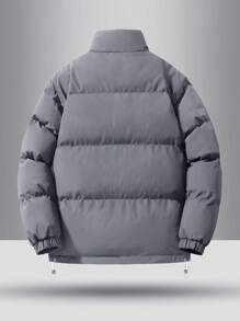 Men's Simple Grey Padded Coat, Warm, Warming - Mauve Purple - View 2