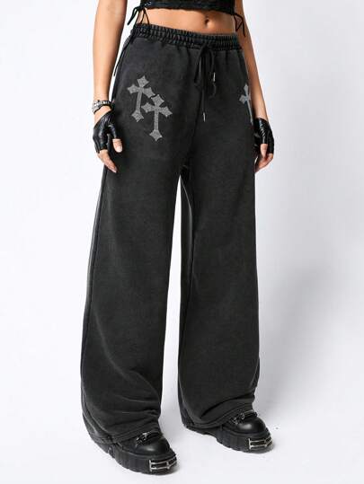 【ROUGHNECK】GRUNGE CUT-OUT SWEATPANTS Grunge Cut-Out Sweatpants Black - roughneck | 60% - Asian